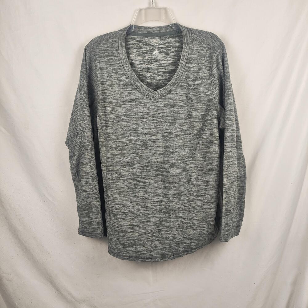 St. John's Bay Shirt Womens 1X Gray V-Neck Long Sleeve Active Top Plus Athletic